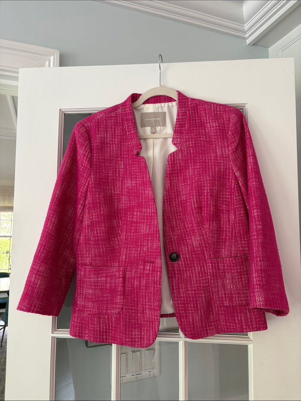 Banana Republic Pink Textured Open-Front Blazer